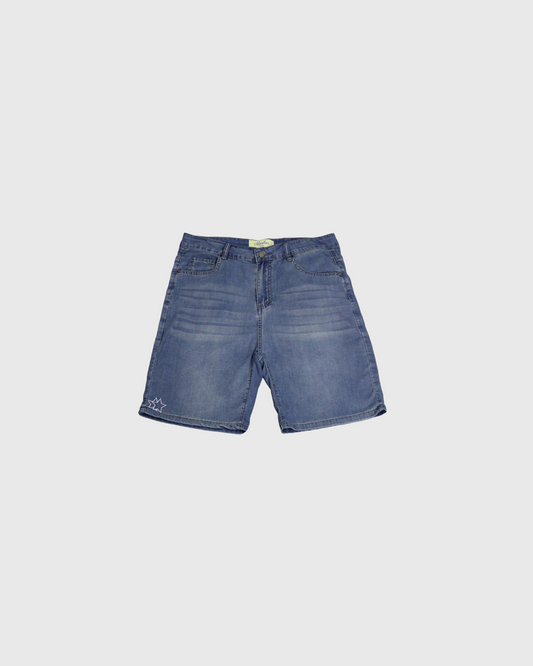FLOWER DENIM SHORTS